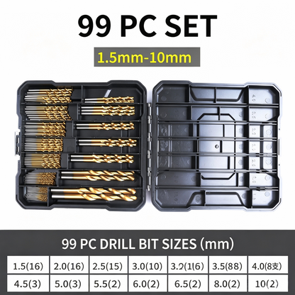 🔥Factory Direct Sales🔧 99-Piece Titanium Coated Drill Bit Set