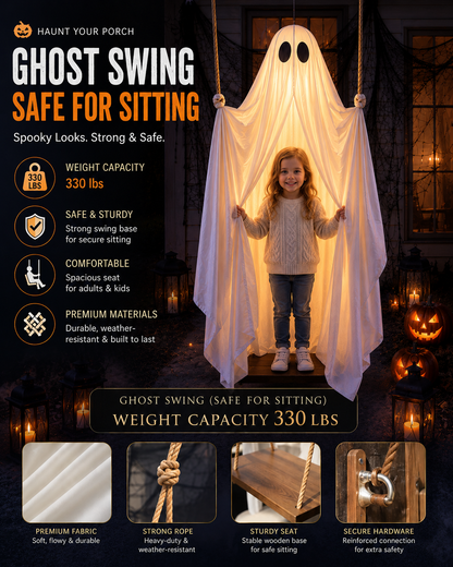🎁HOT DEAL – Up to 50% OFF🔥Halloween Decorations OutdoorHanging Swing Ghost Halloween Decor with String Lights, Spooky Cute Ghosts Decorations for Front Porch Yard Tree