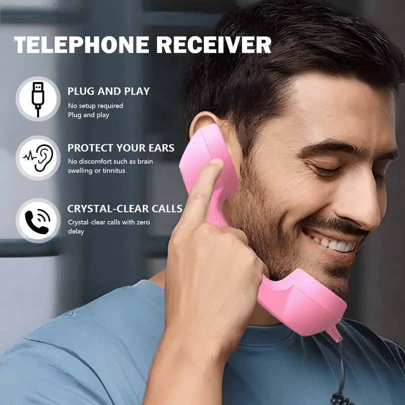 📞50% OFF NOW! Vintage Retro Telephone Handset – Wired Retro Phone Receiver for Smartphones, Ergonomic Curved Old-School Phone Handset, Cute Aesthetic Accessory & Unique Gift for Home & Desk