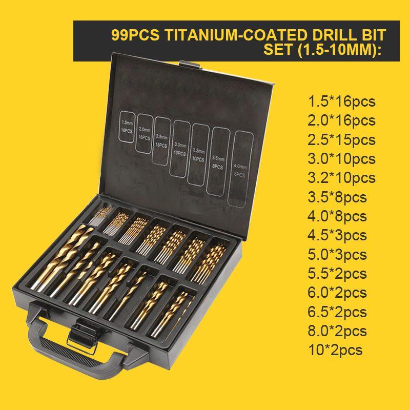 🔥Factory Direct Sales🔧 99-Piece Titanium Coated Drill Bit Set