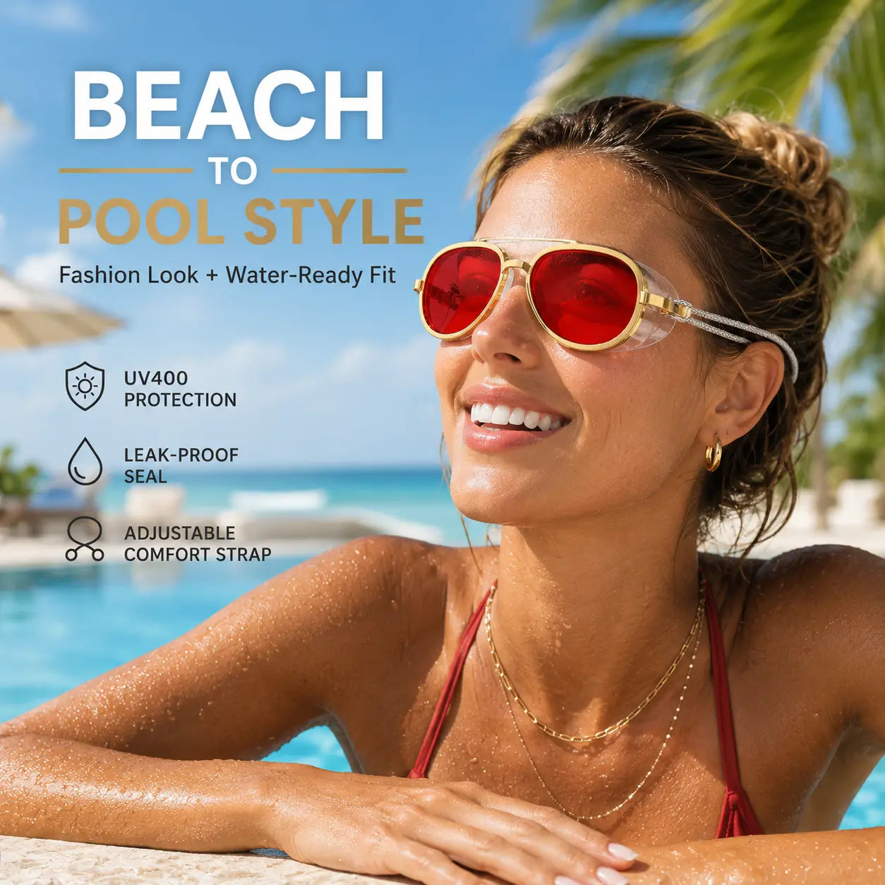 🎣Summer Promotion🏖️2-in-1 Polarized Swim Goggles & Sunglasses(2-pack)🥽