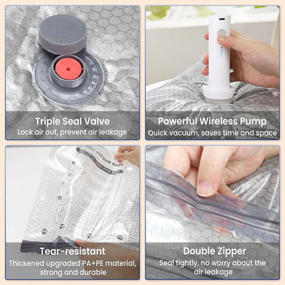 50% off 🔥 Wireless travel vacuum compression storage bag set, reusable ~ Increases space by up to 80%