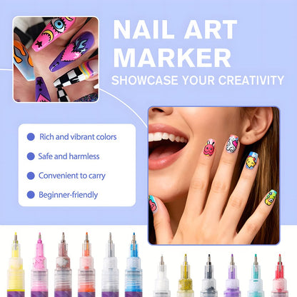 🔥🎨12 Colors Nail Art Pens Set DIY Nail Art Pens Painting Pens