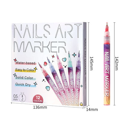 🔥🎨12 Colors Nail Art Pens Set DIY Nail Art Pens Painting Pens