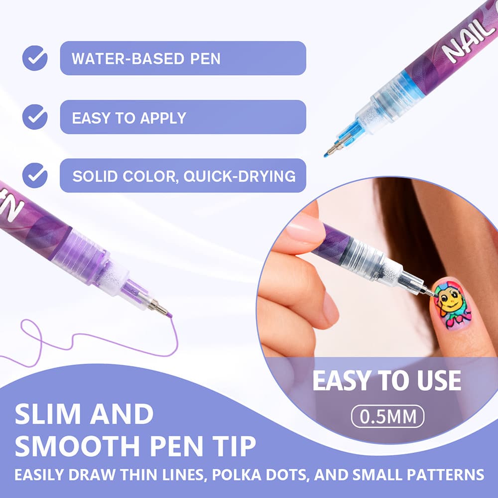 🔥🎨12 Colors Nail Art Pens Set DIY Nail Art Pens Painting Pens