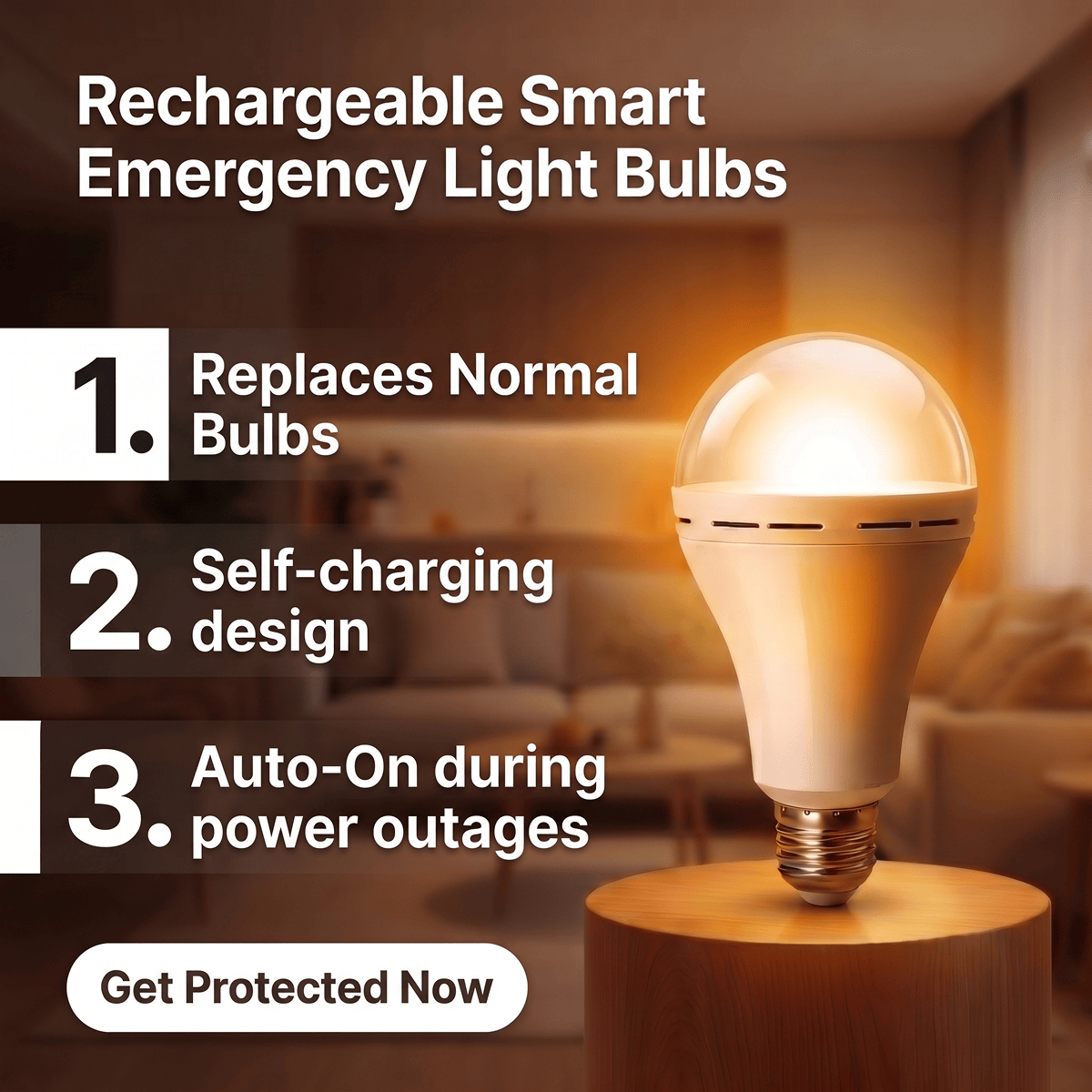 💡🛋️ 3PC Set – Rechargeable Emergency Light Bulbs