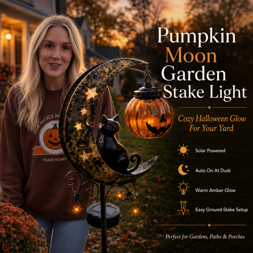 🎃 Halloween Early Bird Sale🌙 50% OFF Pumpkin Moon Garden Stake Light