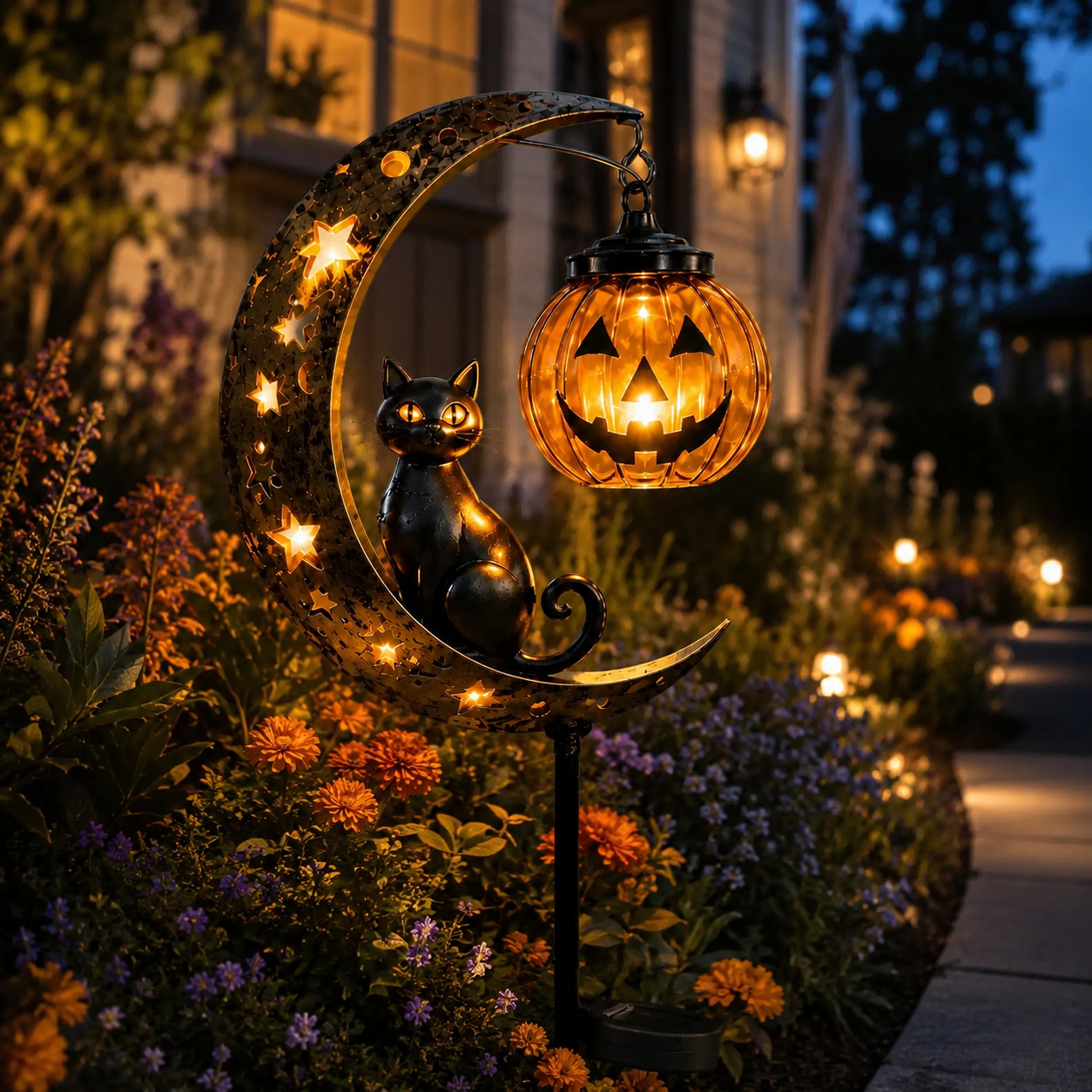 🎃 Halloween Early Bird Sale🌙 50% OFF Pumpkin Moon Garden Stake Light