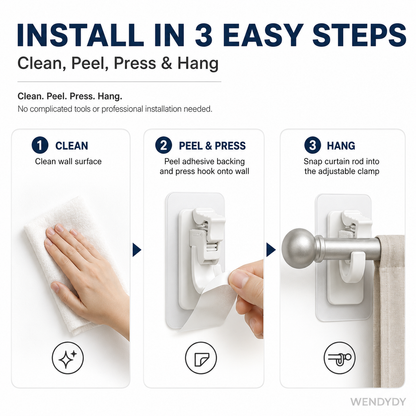 🔥50%off🔥Nail-Free Adjustable Curtain Rod Hooks