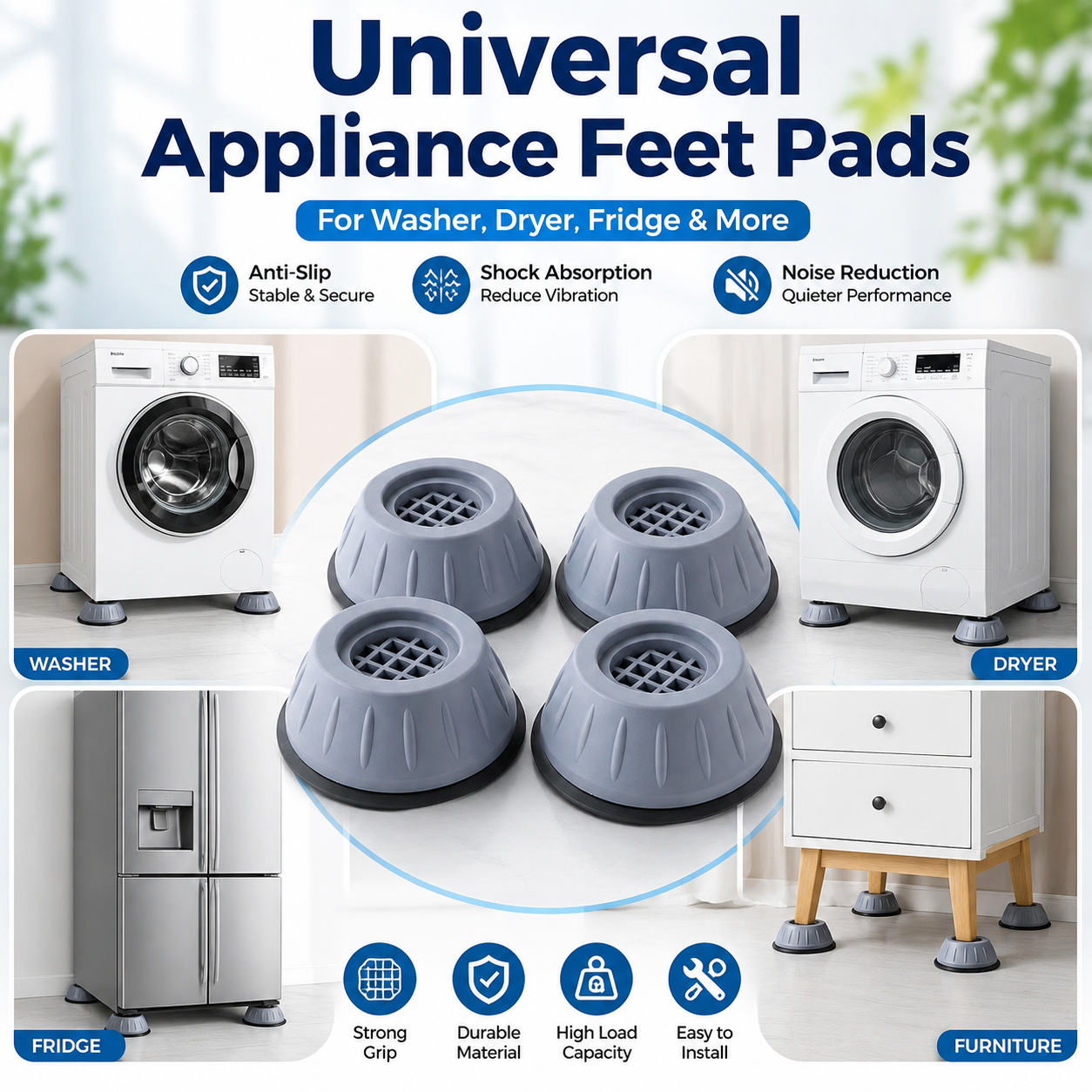 🔥Limited-time 50% off offer✨Universal washing machine feet mats (4-pack)