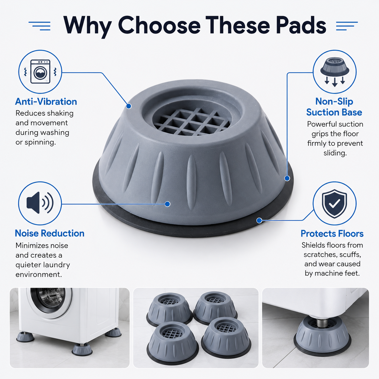 🔥Limited-time 50% off offer✨Universal washing machine feet mats (4-pack)