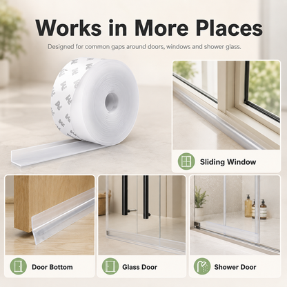 🚪32.81 Ft Adhesive Weather Stripping Tape , Draft Stopper for Doors & Windows, Shower Sealing