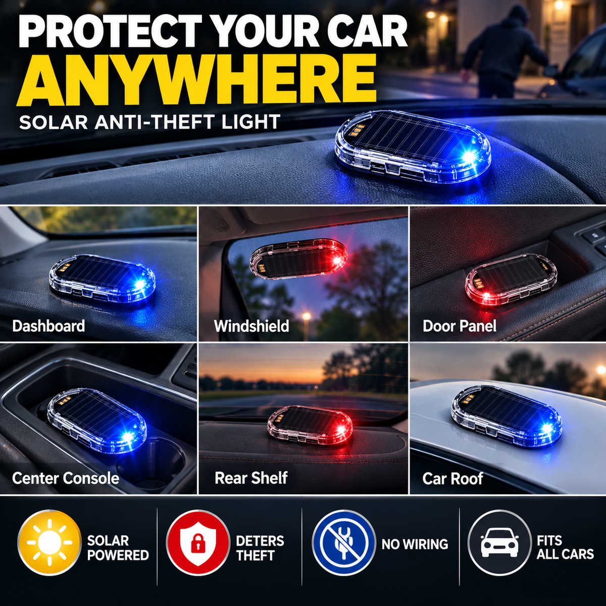 Buy 1 Get 1 Free🚨 Solar-Powered Anti-Theft Car Alarm & Warning LED Light