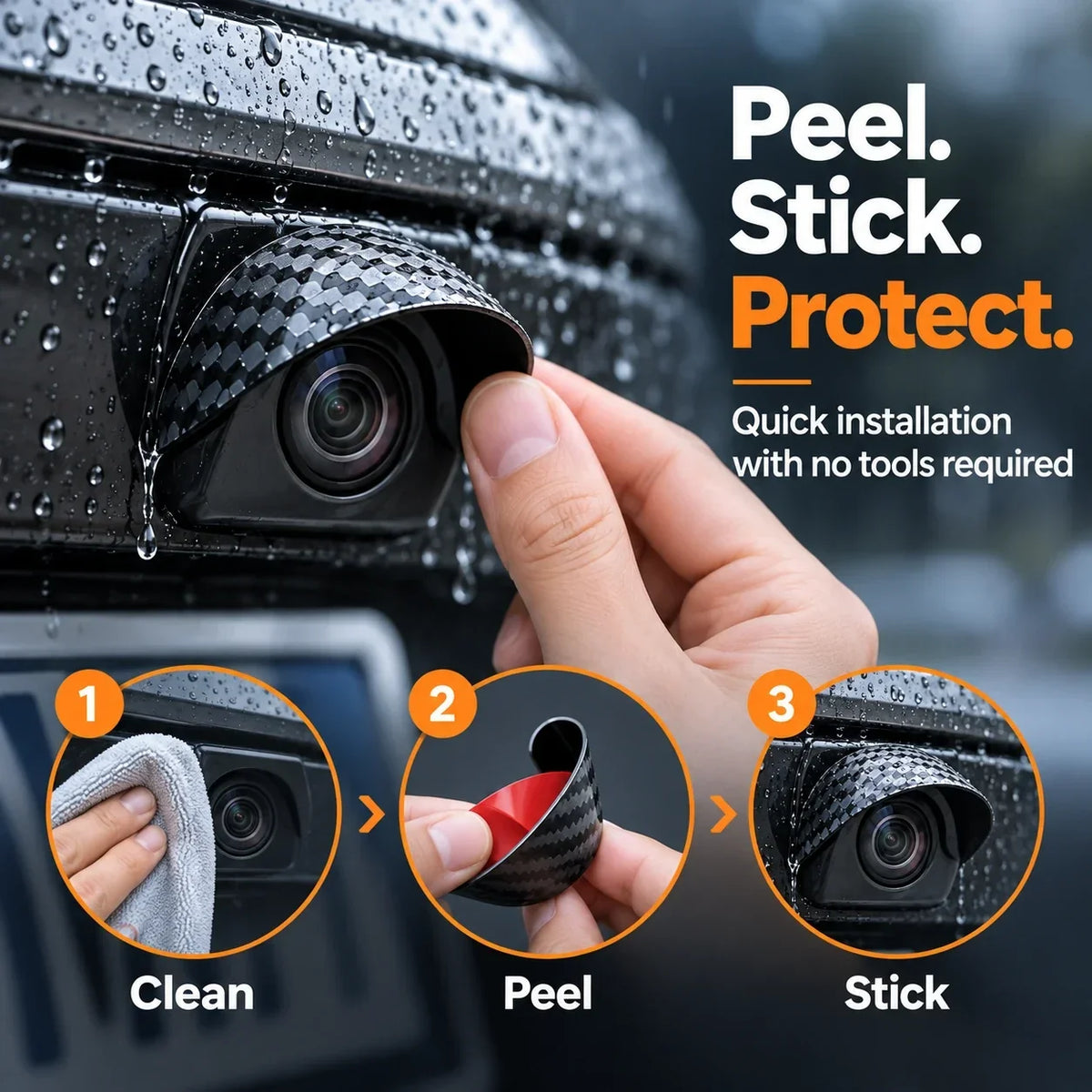 🔥Limited Time 50%OFF ⚡BUY 1 GET 1 FREE!Car Camera Rain Shield – Rear & Side Lens Sun Visor Cover
