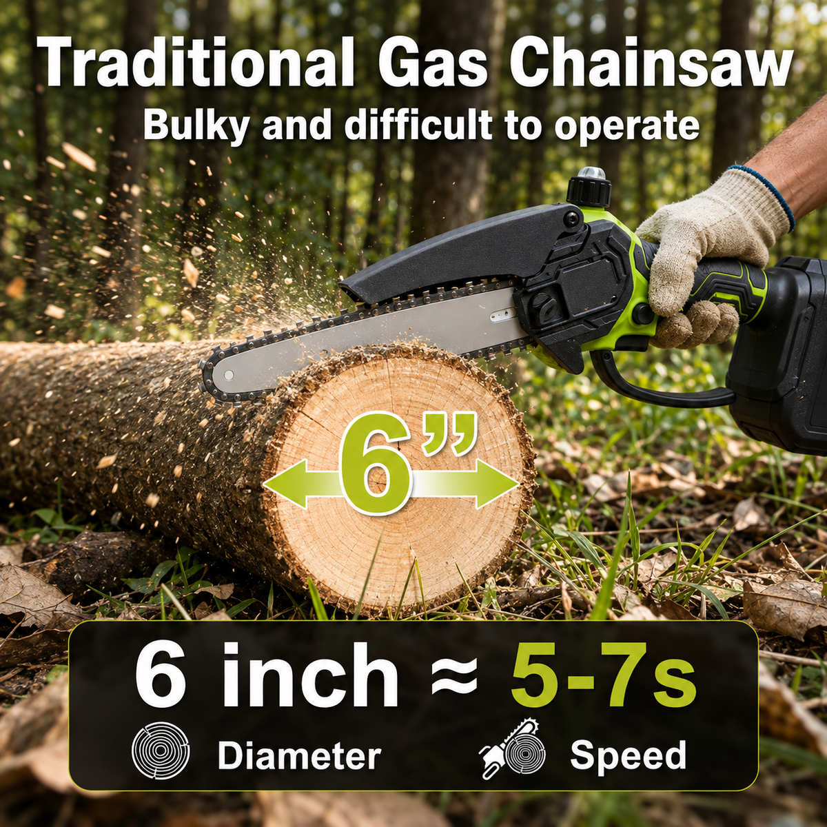 🔥 50% OFF 6-Inch Cordless Mini Chainsaw 🌿 Lightweight Power for Easy Cutting