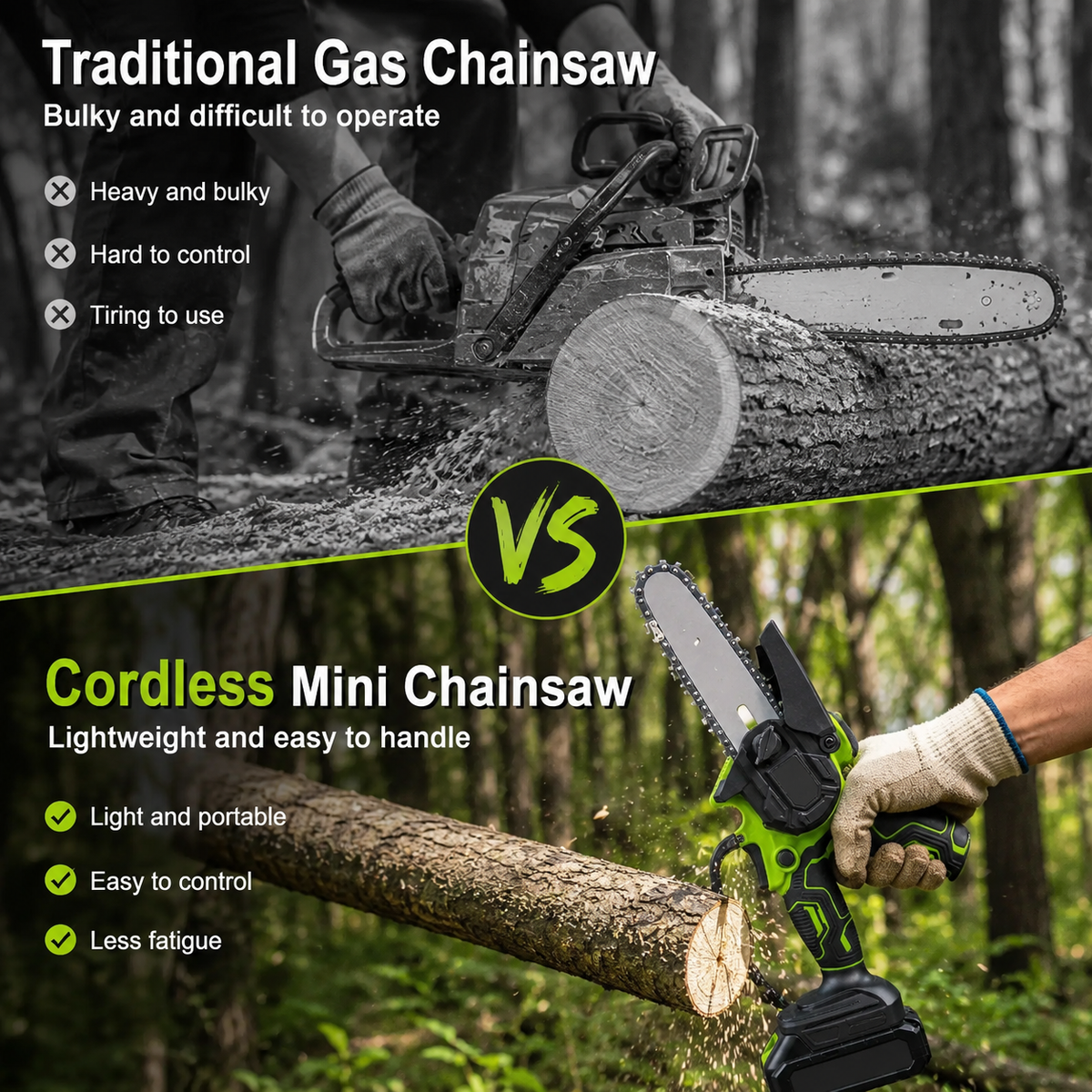 🔥 50% OFF 6-Inch Cordless Mini Chainsaw 🌿 Lightweight Power for Easy Cutting