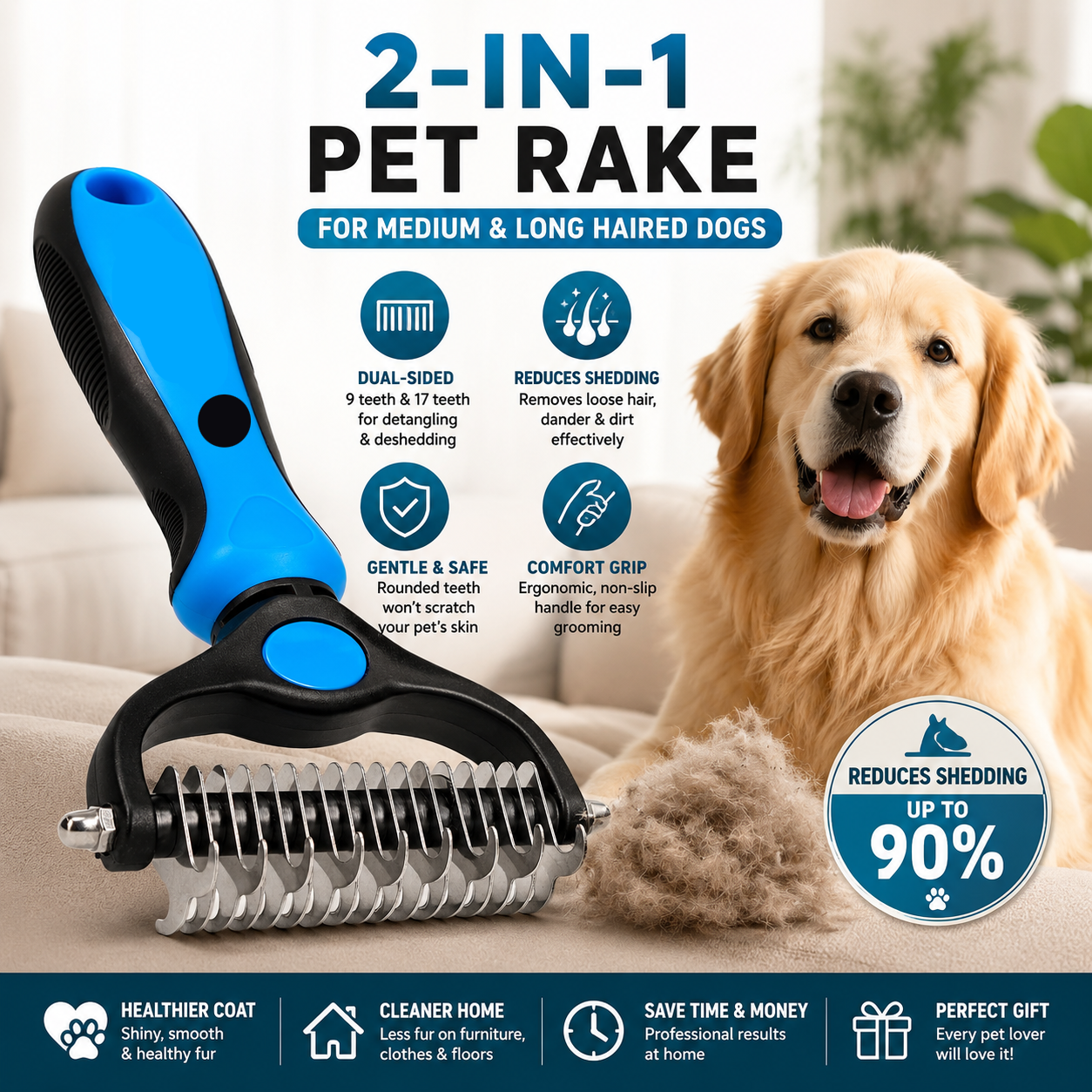 🎁New Arrival 50% OFF💥 2-in-1 Deshedding & Dematting Pet Brush