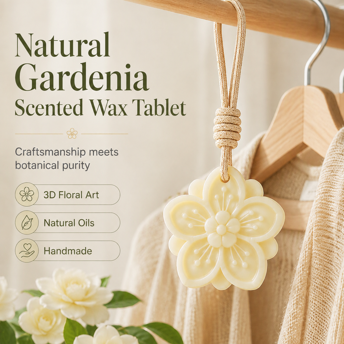 🔥 50% Off for a Limited Time ❤️‍🔥 Hanging Gardenia-Scented Wax Tablet 🌸