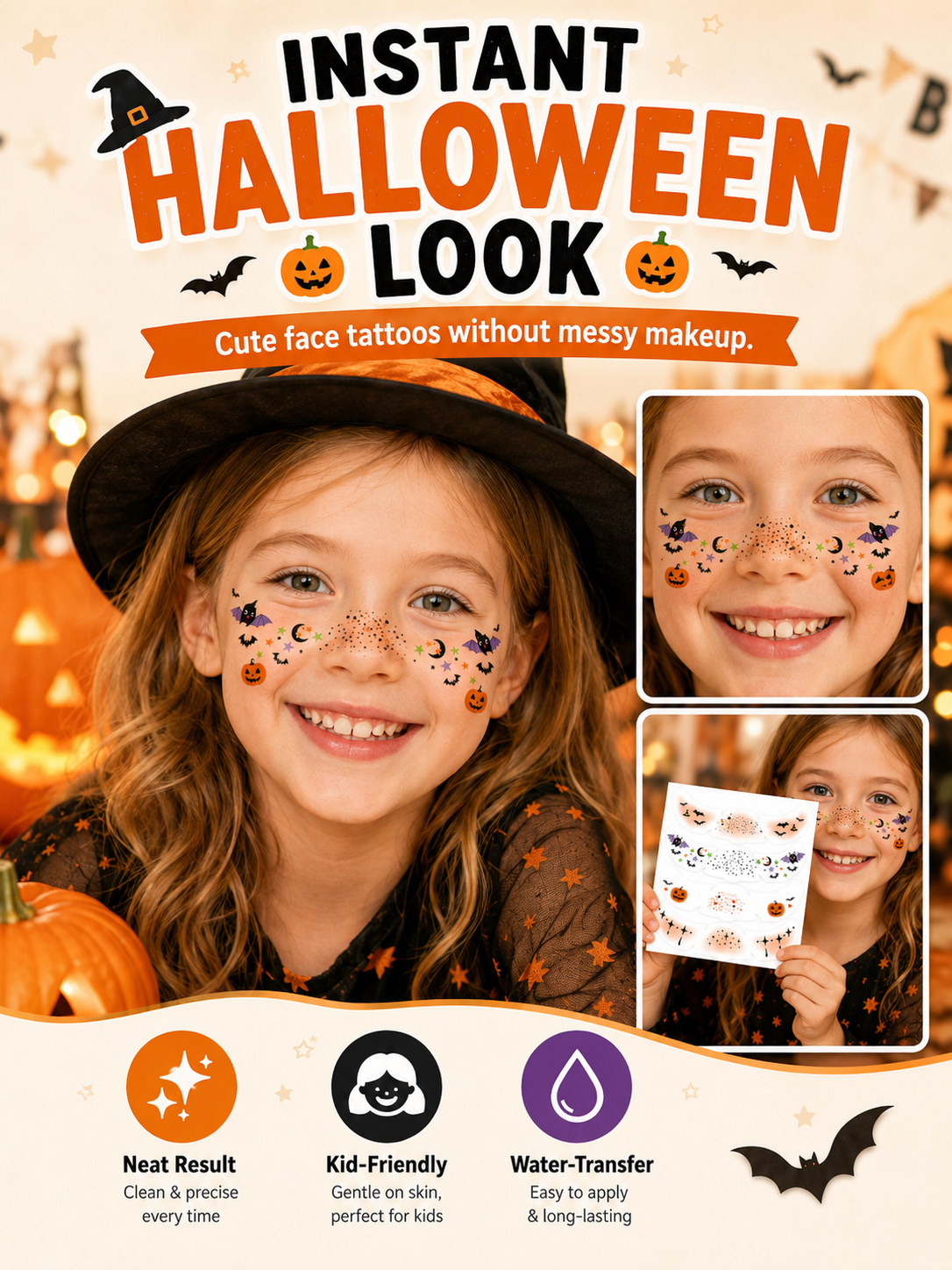 🎃 Special Offer ✨ Halloween Makeup Temporary Tattoos