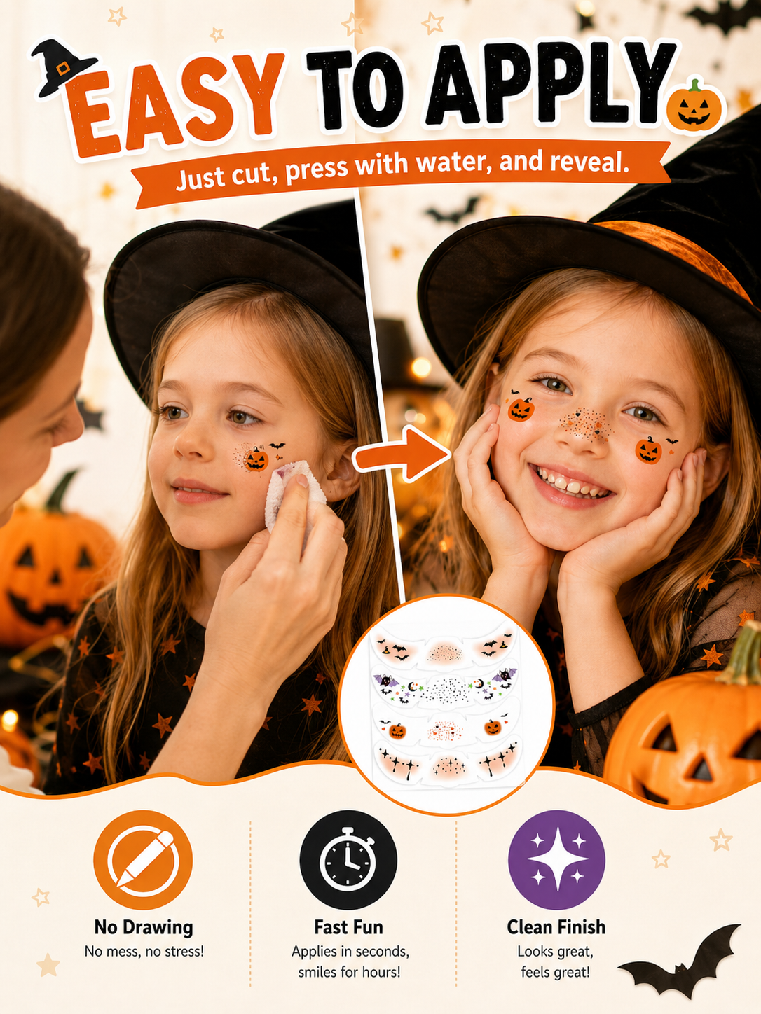 🎃 Special Offer ✨ Halloween Makeup Temporary Tattoos