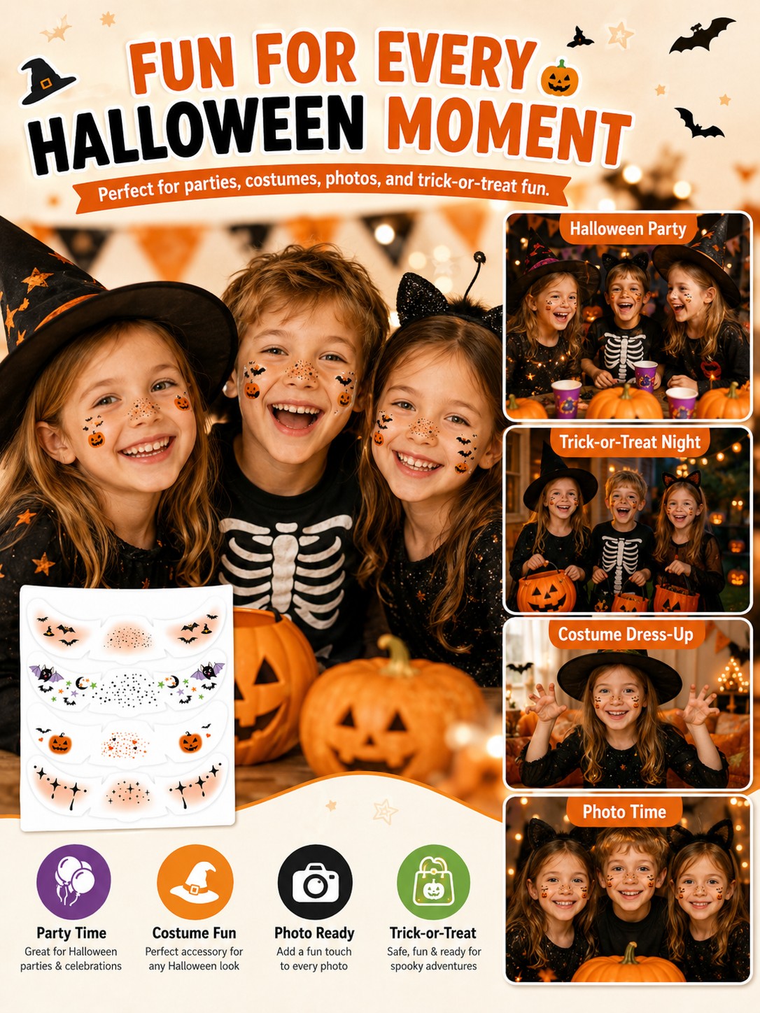 🎃 Special Offer ✨ Halloween Makeup Temporary Tattoos
