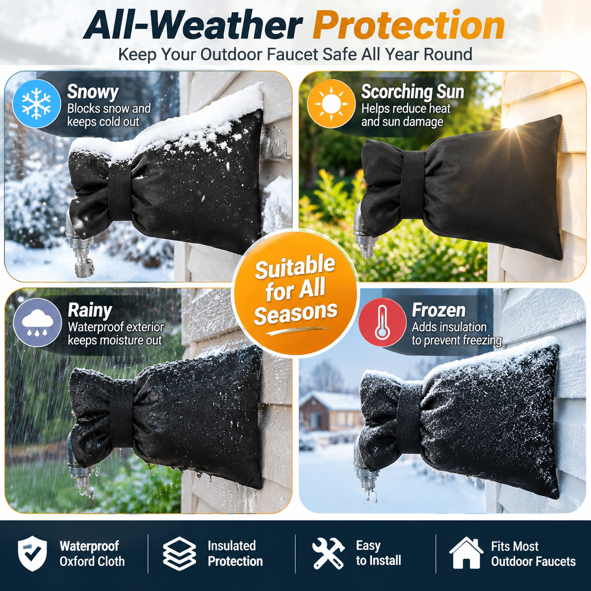 🔥HOT SALE✨Buy 1 Get 1 Free❄️ Outdoor Faucet Cover | Winter Freeze Protection Insulated Spigot Protector