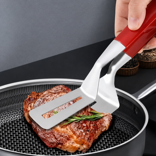 🍳 2-in-1 Spatula Tongs for Cooking and BBQ –304 Stainless Steel Food Flipper
