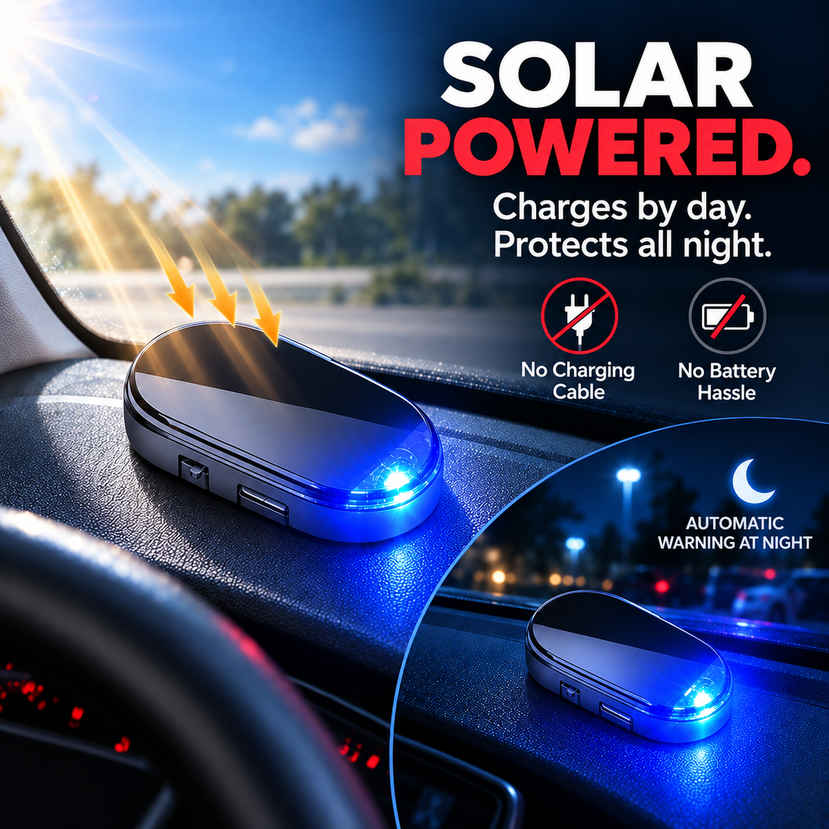 Buy 1 Get 1 Free🚨 Solar-Powered Anti-Theft Car Alarm & Warning LED Light