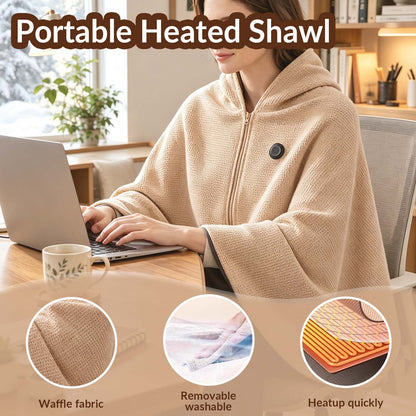 🔥Cozyhug🔥Portable Heated Shawl Soft Zipper Electric Heated Blanket Shawl