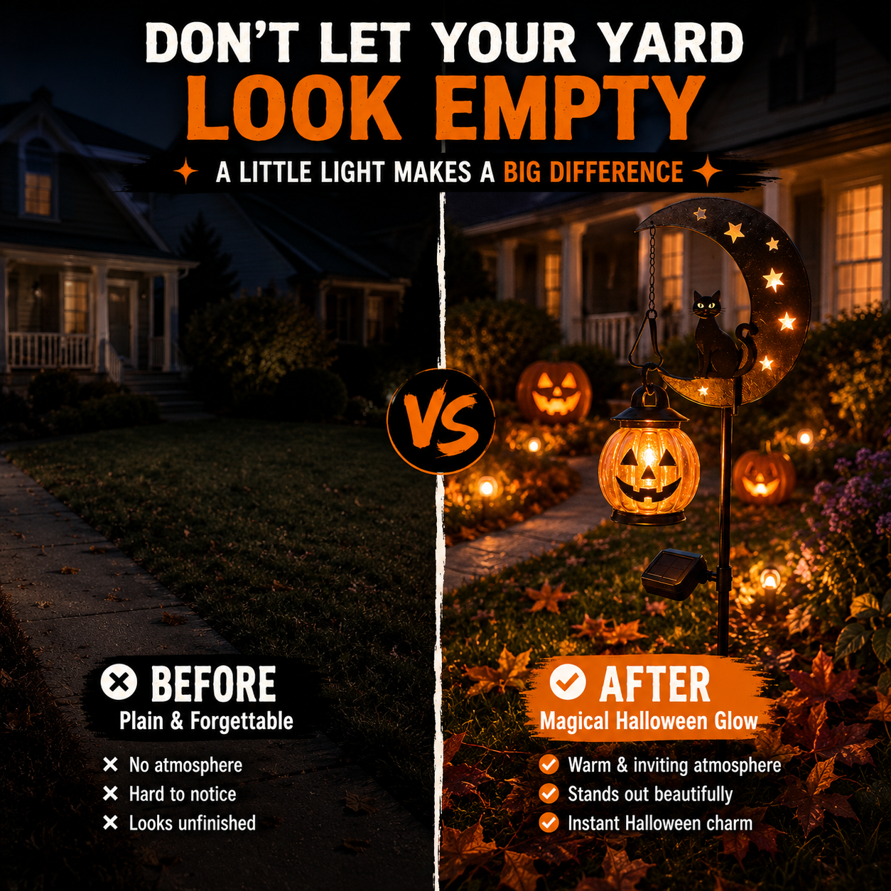 🎃 Halloween Early Bird Sale🌙 50% OFF Pumpkin Moon Garden Stake Light