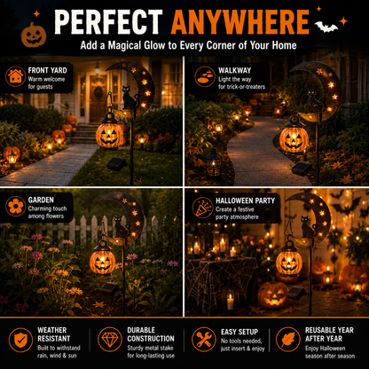 🎃 Halloween Early Bird Sale🌙 50% OFF Pumpkin Moon Garden Stake Light