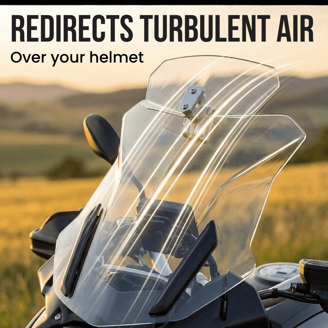 ❄️Summerfresh 50% Off!🏍️Adjustable Motorcycle Wind Deflector – Universal Windscreen Spoiler for Helmet Vibration, Wind Noise & Turbulence
