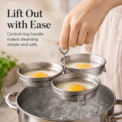 🎉  Over 14,000 Sold! 🍳 3-in-1 Stainless Steel Egg Poacher