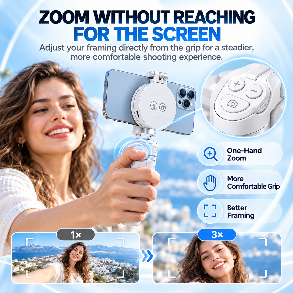 ✨50%OFF📸 Zoomable Magnetic Palm Grip | Selfie Stick & Tripod