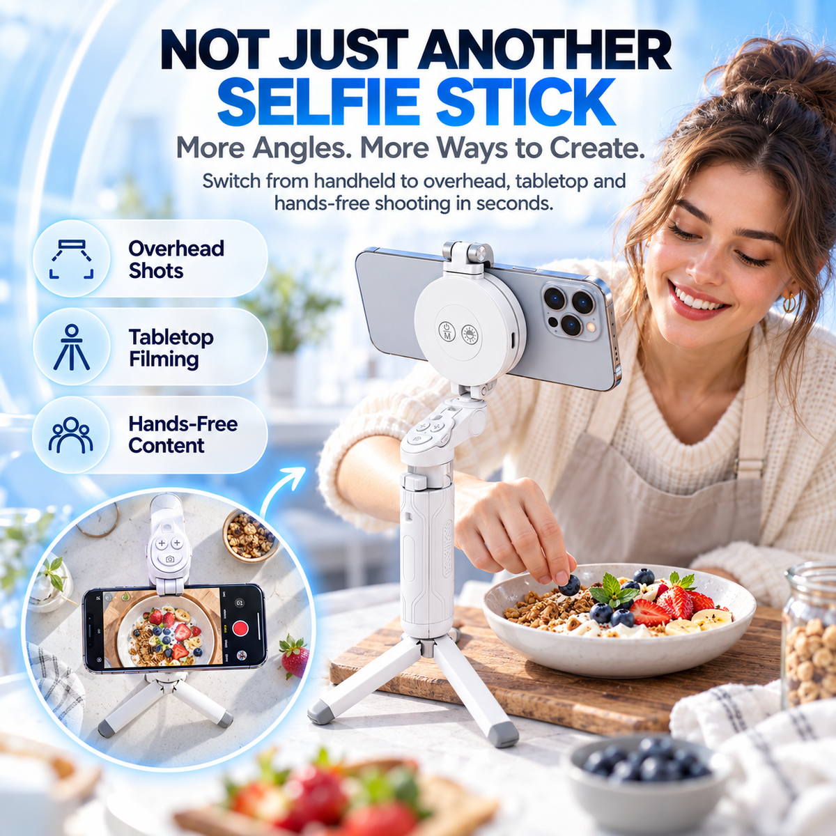 ✨50%OFF📸 Zoomable Magnetic Palm Grip | Selfie Stick & Tripod