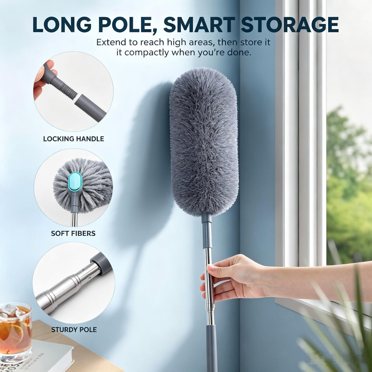 📢50% OFF !! ⏰ Retractable Rod Fiber Dust Cleaning Artifact