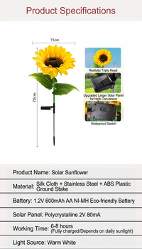 Single-head Illuminated Stem Solar Sunflower