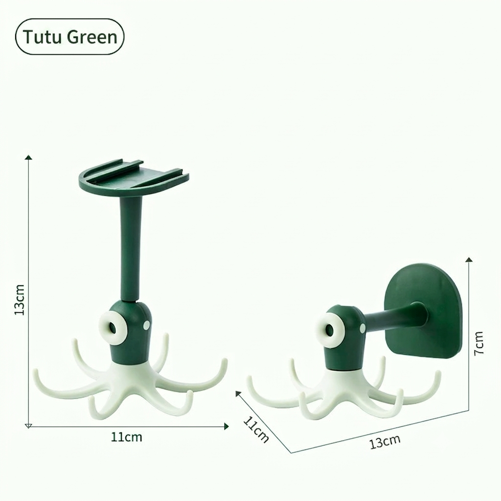 ✨50%off✨360° Rotating Octopus Wall Hooks | Damage-Free Under-Cabinet Utensil Organizer for Kitchen & Bathroom (2/4/6 Pack)