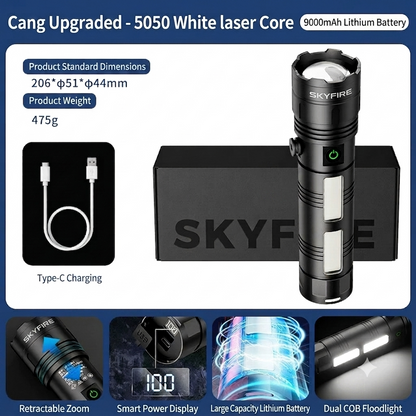 🔥🔥50%off 🔦Rechargeable High-Lumen Flashlight, Large Capacity, Long-Distance Beam, Long-Lasting Lighting Lamp for Outdoor Camping