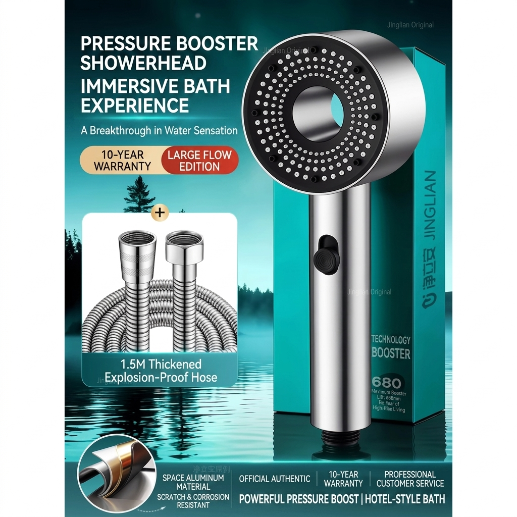50% off 🔥 2-speed high-pressure booster shower head with built-in filter