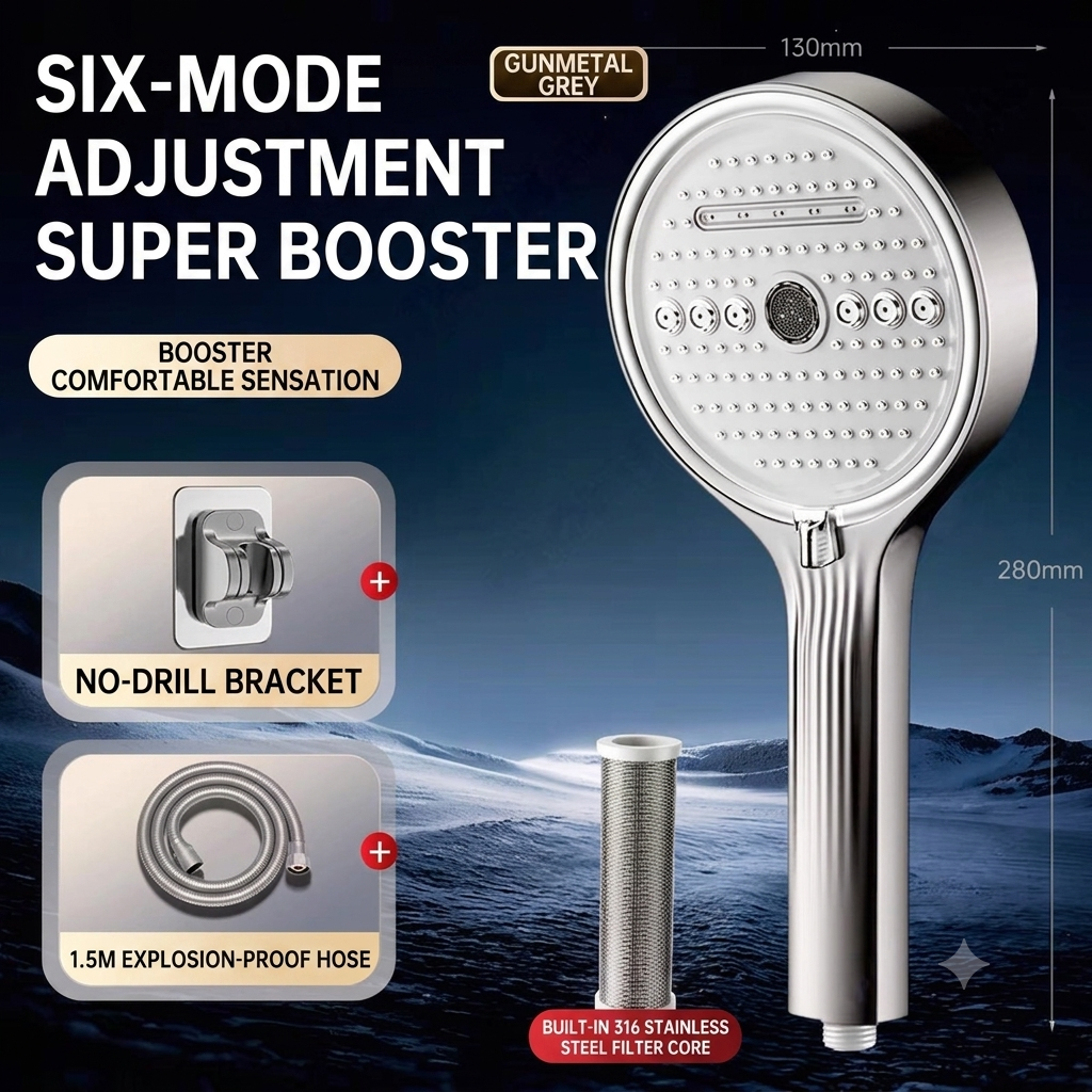 🔥🔥50%off🚿2026 upgraded booster high-flow shower head set with filter for bathroom bathing