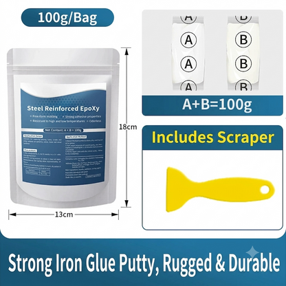 ✨Buy 1 Get 1 Free✨Industrial Super Strong Steel Epoxy Putty AB Glue, Waterproof Metal & Cast Iron Hole Repair Seal Clay