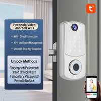 D10 Silver With Cat Eye: Fingerprint + Password + Card + Tuya Cat Eye Capture + Doorbell + Key
