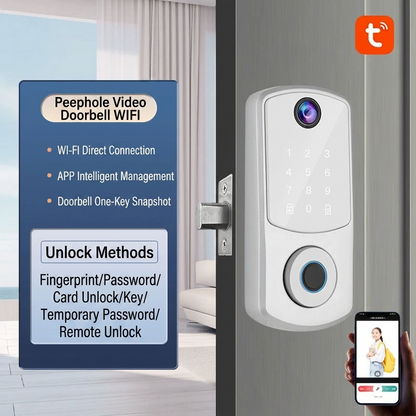 🔥First 100 orders get 50% OFF!🔥Automatic Fingerprint Smart Lock with Cat Eye Capture, Password Spherical Auxiliary Door Lock