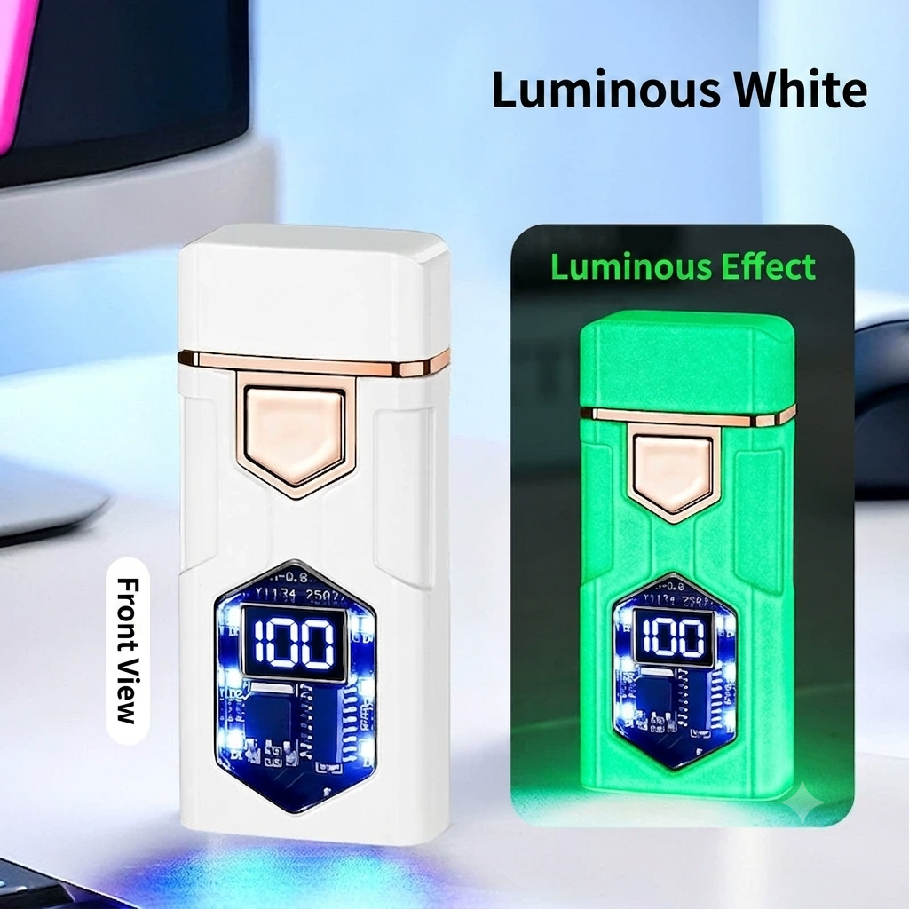🔥50%off🔥Smart Voice-Control Lighter - Cyberpunk Dual Flame Torch Lighter, Type-C Rechargeable Windproof Electric Lighter