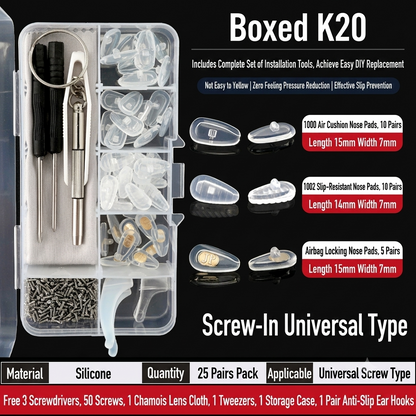🔥50%off🔥Eyeglass Repair Tools Kit, Glasses Screws Silicone Nose Pads & Screwdriver Full Replacement Accessories