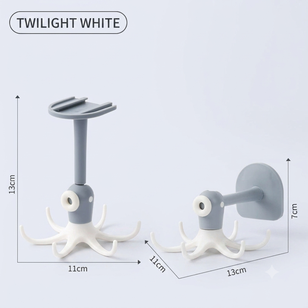 ✨50%off✨360° Rotating Octopus Wall Hooks | Damage-Free Under-Cabinet Utensil Organizer for Kitchen & Bathroom (2/4/6 Pack)
