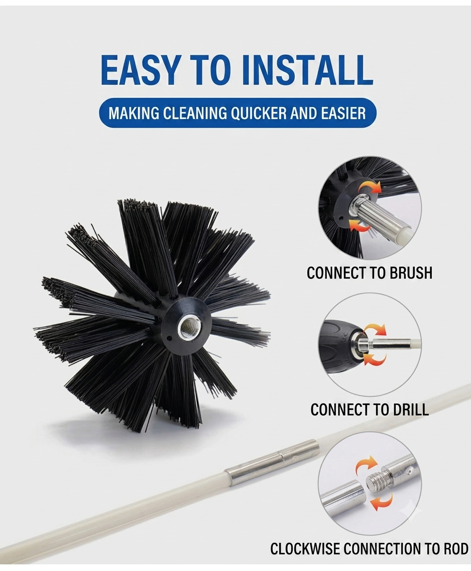 ✨50%off✨ Dryer Vent & Chimney Cleaning Brush Kit with Flexible Rods