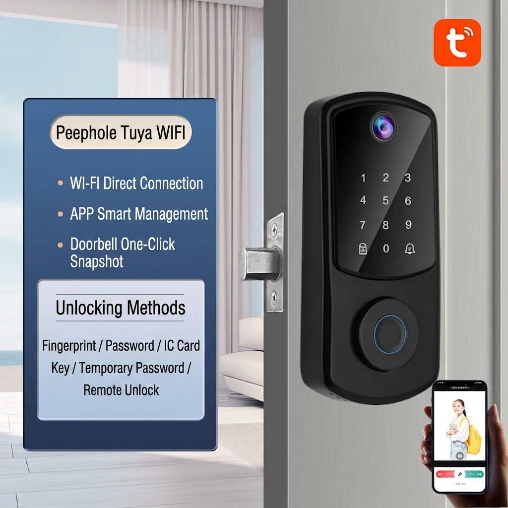 🔥First 100 orders get 50% OFF!🔥Automatic Fingerprint Smart Lock with Cat Eye Capture, Password Spherical Auxiliary Door Lock
