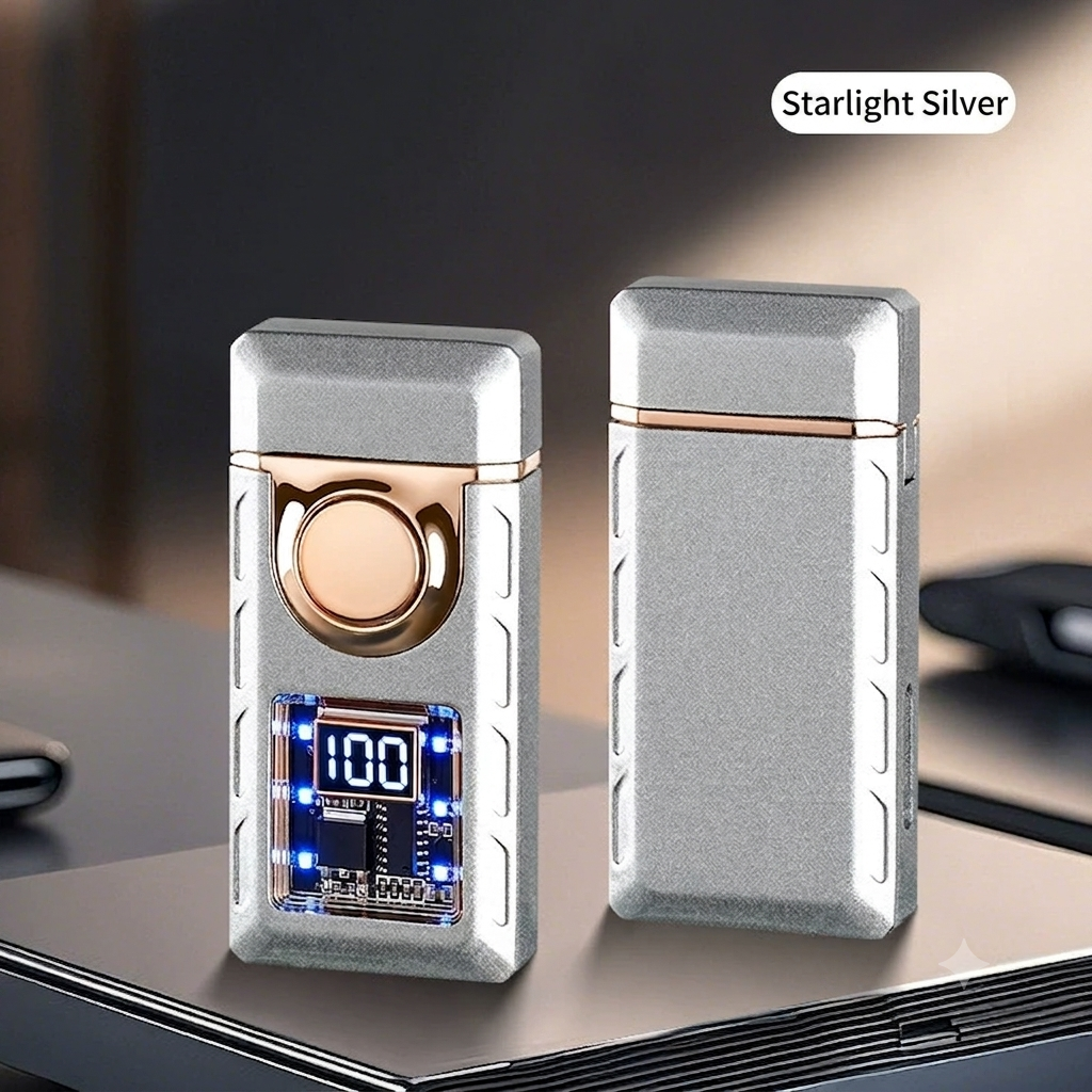 🔥50%off🔥Smart Voice-Control Lighter - Cyberpunk Dual Flame Torch Lighter, Type-C Rechargeable Windproof Electric Lighter